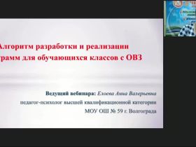 Вебинар «Алгоритм разработки и реализации программ для обучающихся классов с ОВЗ»