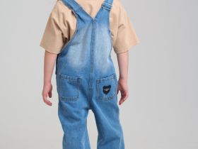 Полукомбинезон текстильный джинсовый для девочек