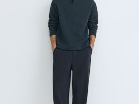 Свитшот с вырезом хенли, Синий