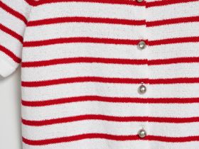 Кардиган в полоску с коротким рукавом, Красный