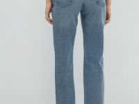 Прямые джинсы с высокой посадкой, Голубой