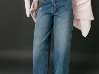 Широкие джинсы из плотного денима с обвесом, Синий