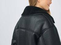 Дублёнка с искусственным мехом, Черный