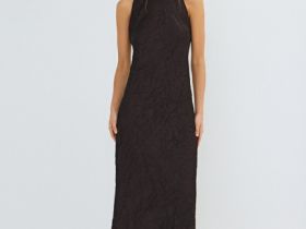 Платье из жатого сатина, Коричневый