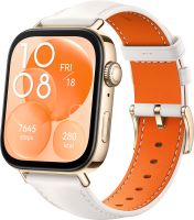 Умные часы HUAWEI Watch Fit 3 Золотистые, с белым кожаным ремешком