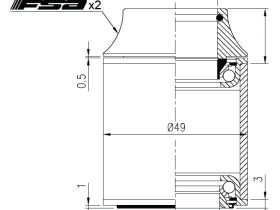 Рулевая колонка FSA NO.11G полуинтегрированная (черный посадочный 44 мм / внешний 49 мм)