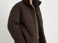 Оверсайз пуховик с воротником-стойкой