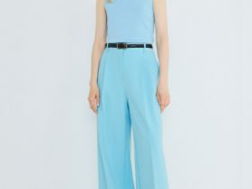 Брюки из поливискозы со складками, Голубой