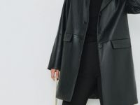 Плащ из искусственной кожи, Черный