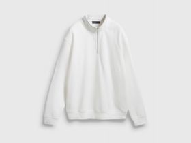 Толстовка с воротником-стойкой на молнии, Белый