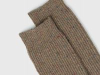 Высокие носки в рубчик, Бежевый