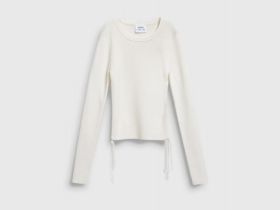 Джемпер в рубчик с завязками для девочек, Белый