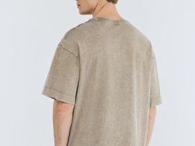 Базовая футболка с эффектом стирки, Бежевый