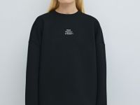 Объёмный свитшот с принтом и стопперами, Черный