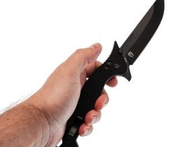 Складной нож Obertech ns-02 Normal straight black blade, сталь VG-10, рукоять G10, черный