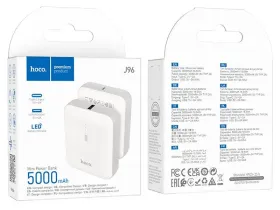 Внешний аккумулятор Hoco J96 Mini 5000mAh USB/Type-C/18.5W/2A (белый)