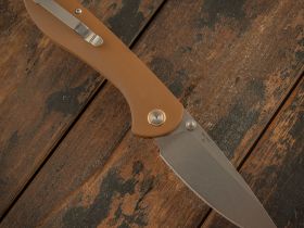 Складной нож CJRB Feldspar, сталь D2, Brown G10