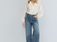 Блузка из лиоцелла с рюшами, Бежевый