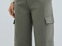 Хлопковые брюки карго с накладными карманами, Зеленый