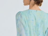 Шифоновое платье с принтом, Зеленый