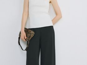 Двуслойные брюки из шифона, Черный