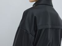 Куртка-рубашка на кулиске из искусственной кожи, Черный