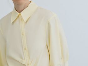 Рубашка с асимметричной застёжкой, Желтый