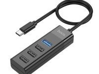 Переходник разветвитель Hoco (HB25) Easy Mix 4 в 1 Сonverter Type-C на USB 3.0 + USB 2.0*3 (Black)