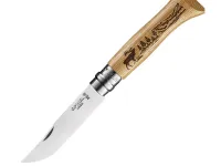 Нож Opinel №8, нержавеющая сталь, рукоять дуб, гравировка олень