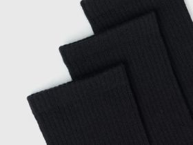 Высокие носки в рубчик, 3 пары, Черный
