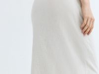 Льняная юбка миди с запахом, Бежевый