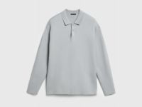 Вязаный джемпер-поло с длинным рукавом, Серый