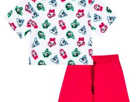 Комплект трикотажный для девочек: фуфайка (футболка), шорты