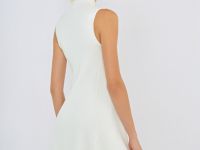 Вязаное платье с воротником-стойкой, Белый