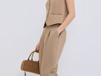 Зауженные брюки с ремнём, Бежевый