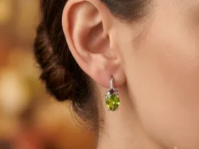 Серьги из серебра с гранатами, топазами, хризолитами э0681сг04260355