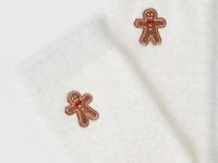 Пушистые носки с вышивкой, Белый