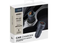 Автомобильное зарядное устройство Deppa (11220) Car Charger USB/Type-C 48W (серый)
