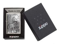 Зажигалка ZIPPO Classic Волк с покрытием Brushed Chrome