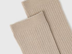 Носки в рубчик с люрексом, Бежевый