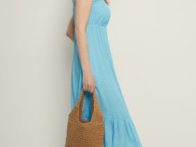 Сарафан миди приталенного силуэта с принтом в горошек