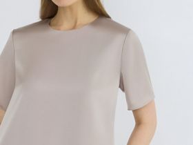 Сатиновое платье-футболка, Бежевый