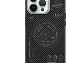 Чехол-накладка Wiwu Kevlar Case Magsafe (HHX-016) для iPhone 15 Pro карбоновый (черно-серый в полоску)