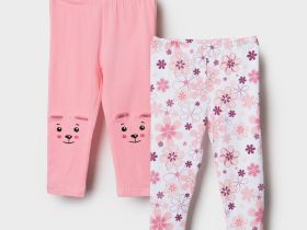 Брюки детские трикотажные для девочек (легинсы), 2 пары в комплекте