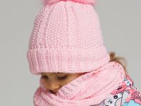 Комплект детский вязаный для девочки: шапка, снуд