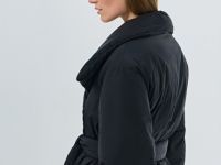 Утеплённая куртка с поясом, Черный