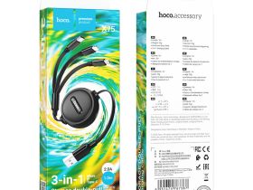 Кабель Hoco X75 (USB) 3 в 1 Lightning/Micro USB/Type-C 100см 2.0A (черный)