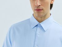 Рубашка из структурной ткани, Голубой