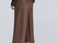 Атласная юбка миди А-силуэта, Коричневый