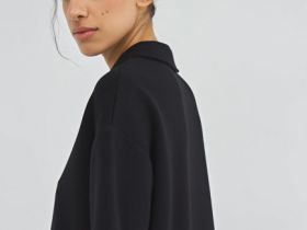 Поло с воротником на молнии, Черный